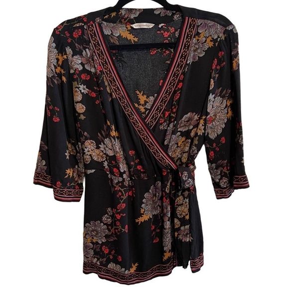 Soft Surroundings Tops - Soft Surroundings- Women’s Faux Wrap Kimono Oriental Asian Style Blouse, Size M